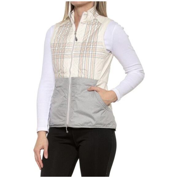 New Peter Millar Women's Grey Ivory Lizzie Hybrid Golf Vest Small - Picture 1 of 11